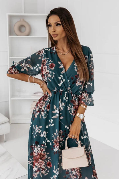 Robe maxi en mousseline fleurie pour femme