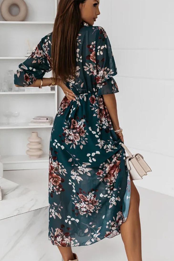 Robe maxi en mousseline fleurie pour femme