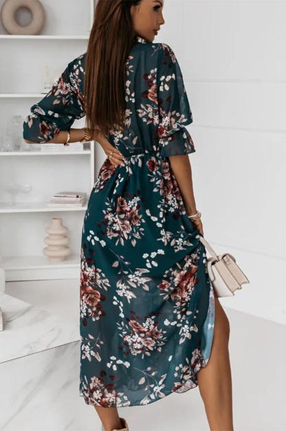 Robe maxi en mousseline fleurie pour femme