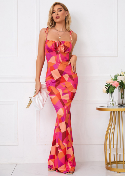 Robe Maxi Bodycon Fleurie Femme – Silhouette Ajustée à Ourlet Évasé