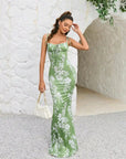 Robe Maxi Bodycon Fleurie Femme – Silhouette Ajustée à Ourlet Évasé