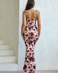 Robe Maxi Bodycon Fleurie Femme – Silhouette Ajustée à Ourlet Évasé