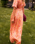 Robe Maxi Fleurie Femme à Col V – Détail Taille Fluide Élastique