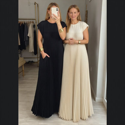 Robe maxi fluide plissée pour femmes, idéale pour les cocktails