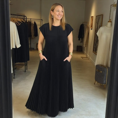 Robe maxi fluide plissée pour femmes, idéale pour les cocktails