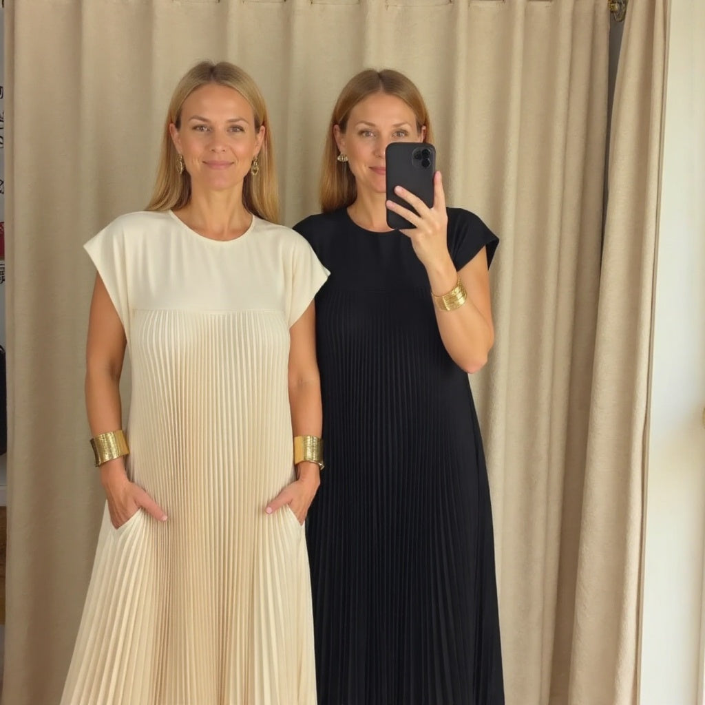Robe maxi fluide plissée pour femmes, idéale pour les cocktails
