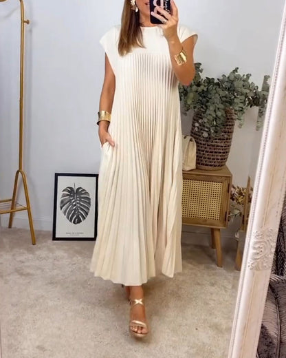 Robe maxi fluide plissée pour femmes, idéale pour les cocktails