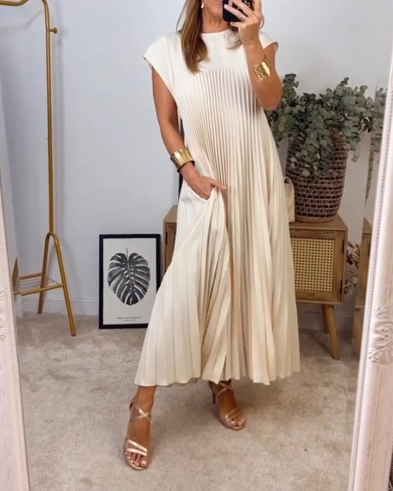 Robe maxi fluide plissée pour femmes, idéale pour les cocktails