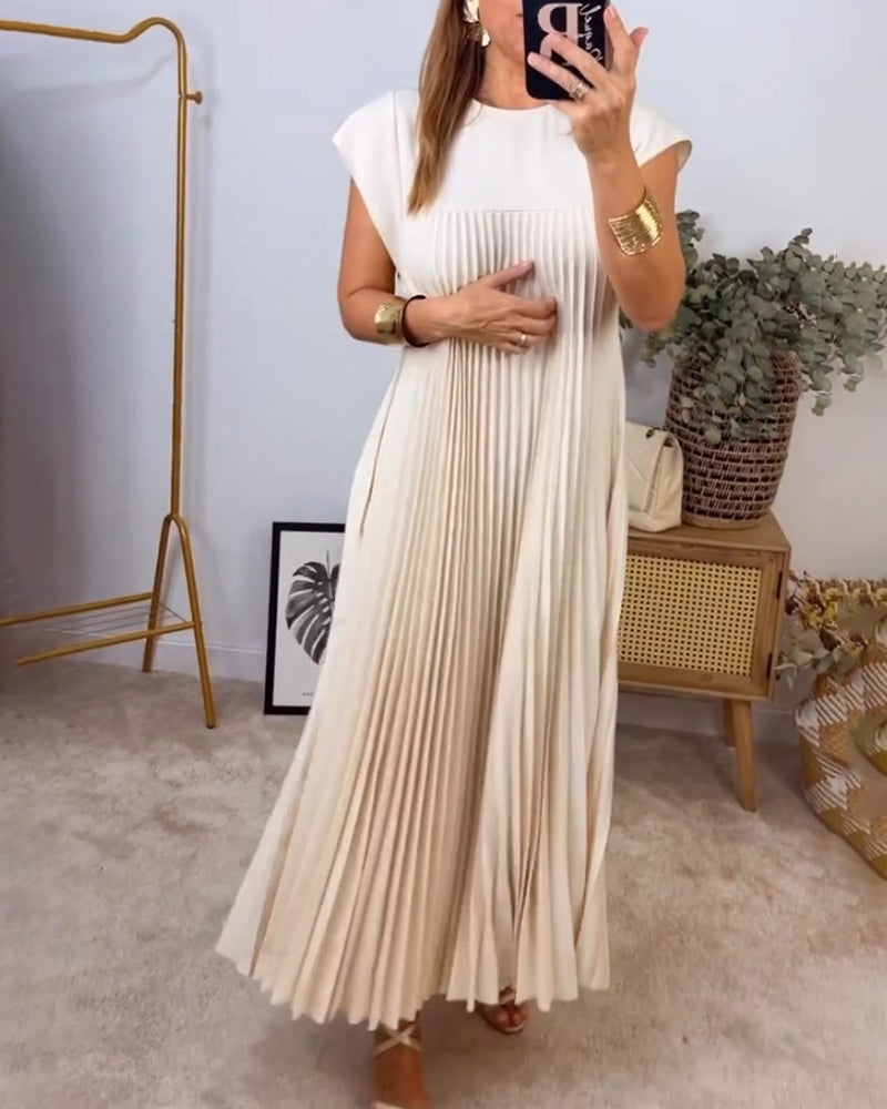 Robe maxi fluide plissée pour femmes, idéale pour les cocktails