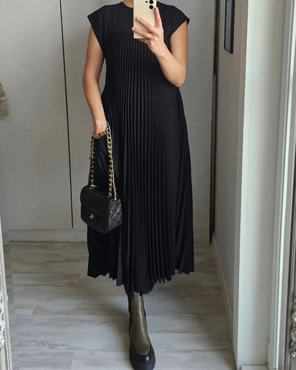 Robe maxi fluide plissée pour femmes, idéale pour les cocktails