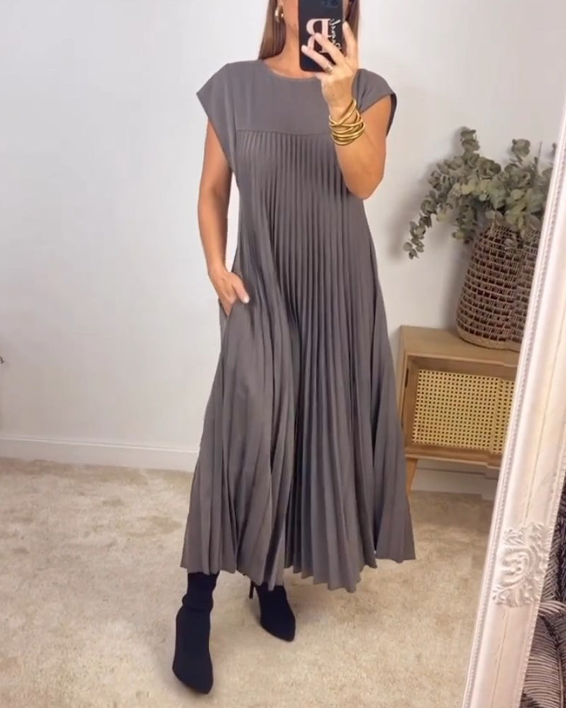 Robe maxi fluide plissée pour femmes, idéale pour les cocktails