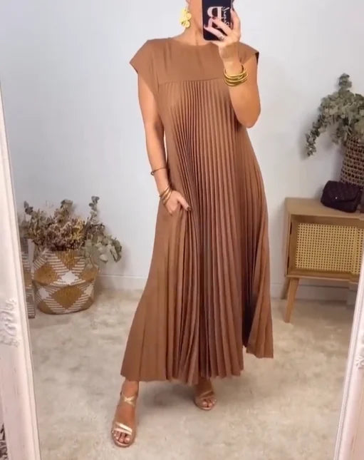 Robe maxi fluide plissée pour femmes, idéale pour les cocktails