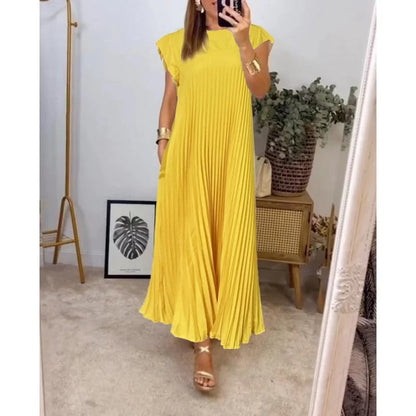 Robe maxi fluide plissée pour femmes, idéale pour les cocktails