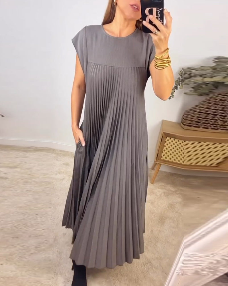 Robe maxi fluide plissée pour femmes, idéale pour les cocktails