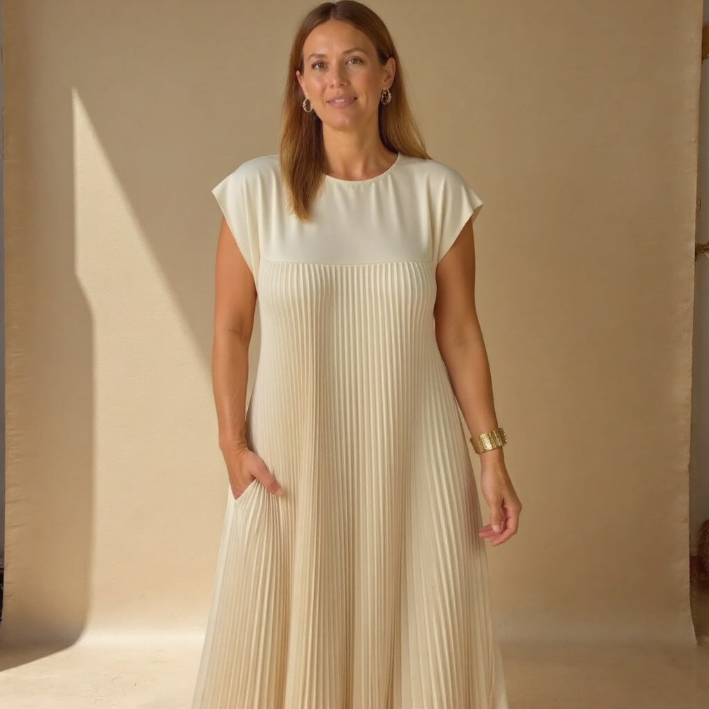 Robe maxi fluide plissée pour femmes, idéale pour les cocktails