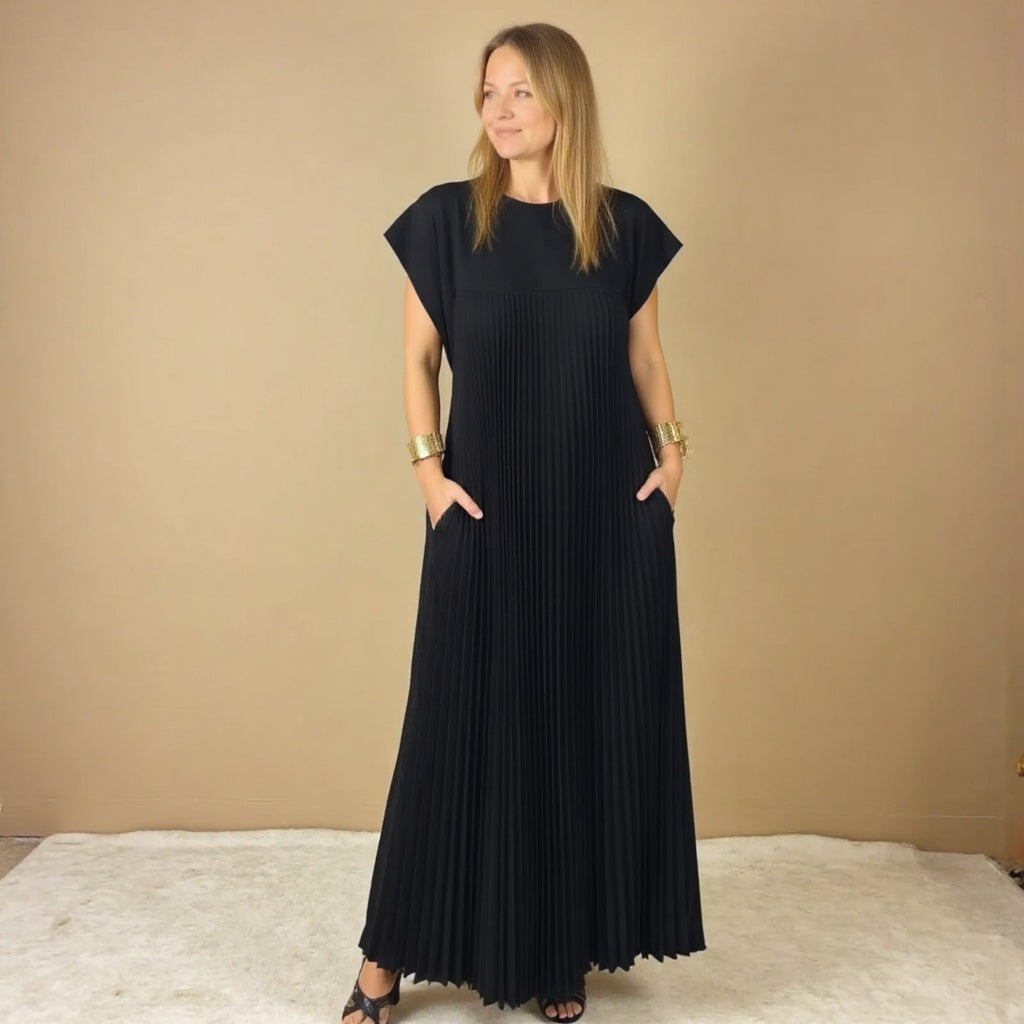 Robe maxi fluide plissée pour femmes, idéale pour les cocktails