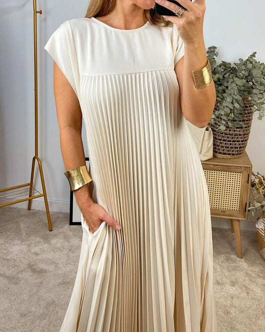 Robe maxi fluide plissée pour femmes, idéale pour les cocktails