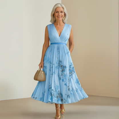 Robe d'été longue fluide sans manches pour femme