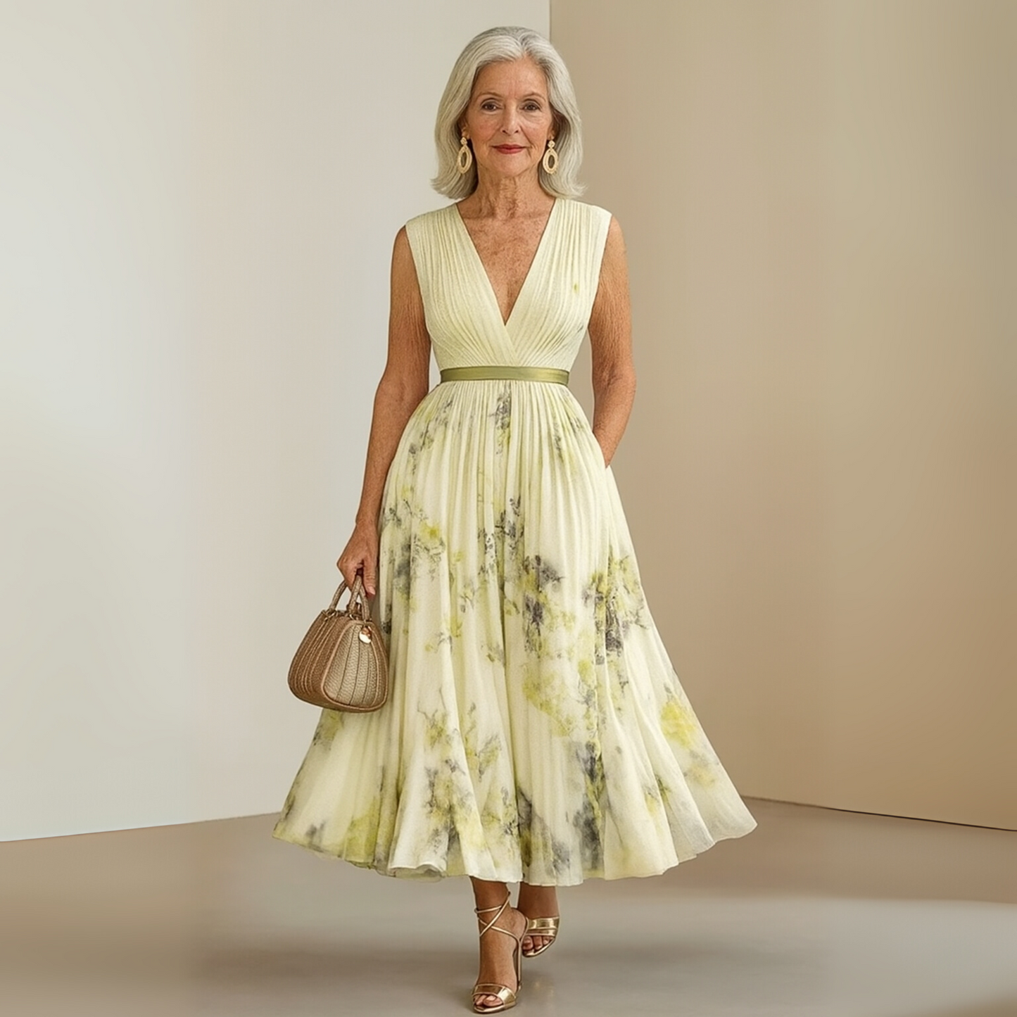Robe d'été longue fluide sans manches pour femme