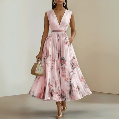 Robe d'été longue fluide sans manches pour femme