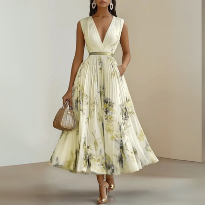 Robe d'été longue fluide sans manches pour femme