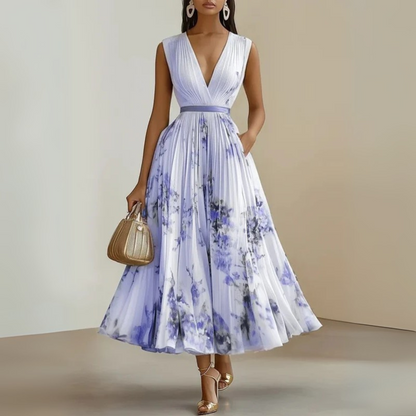 Robe d'été longue fluide sans manches pour femme
