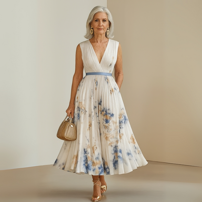 Robe d'été longue fluide sans manches pour femme