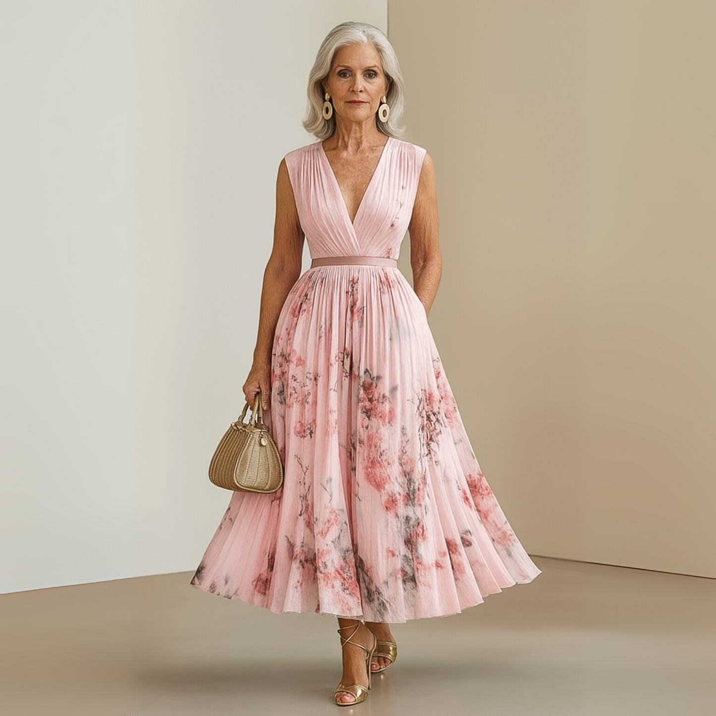 Robe d'été longue fluide sans manches pour femme