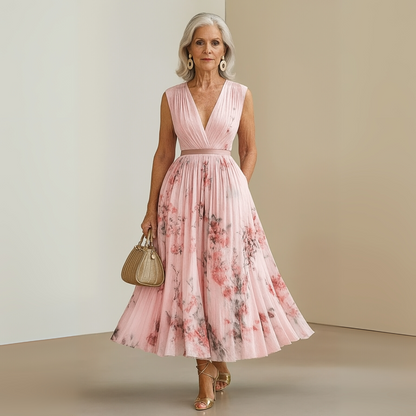 Robe d'été longue fluide sans manches pour femme