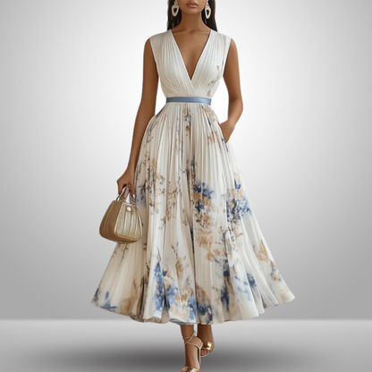 Robe d'été longue fluide sans manches pour femme