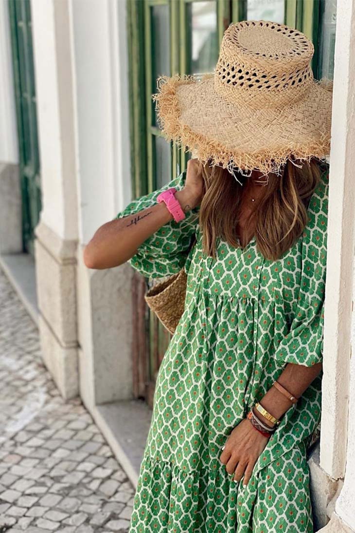 Robe maxi verte pour femme