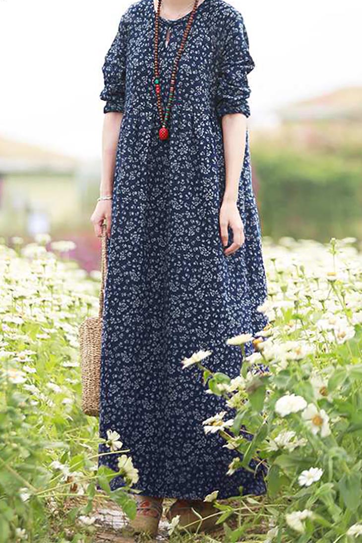 Robe longue maxi à manches longues pour femme