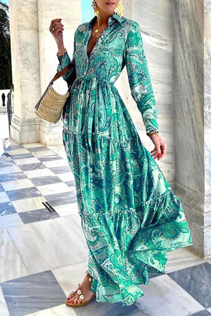 Robe longue maxi à manches longues pour femme