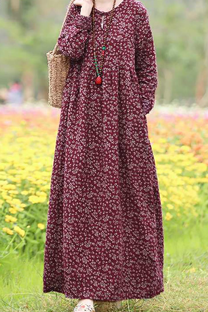 Robe longue maxi à manches longues pour femme