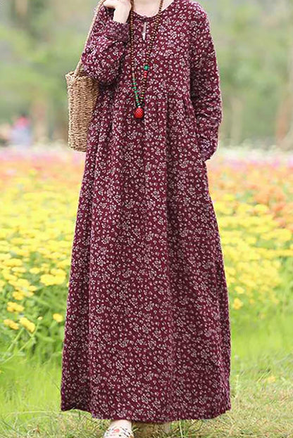 Robe longue maxi à manches longues pour femme
