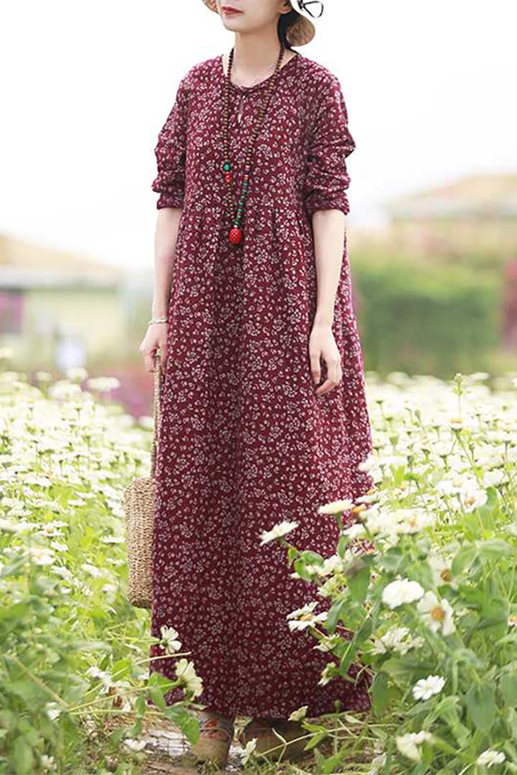 Robe longue maxi à manches longues pour femme