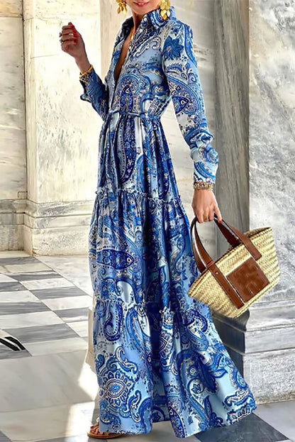 Robe longue maxi à manches longues pour femme
