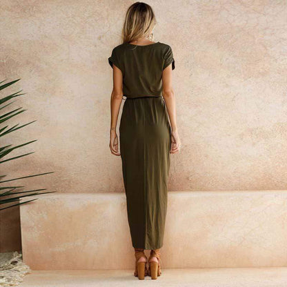Robe longue fendue pour femme