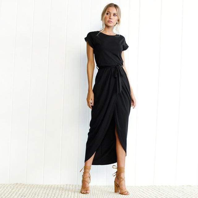 Robe longue fendue pour femme