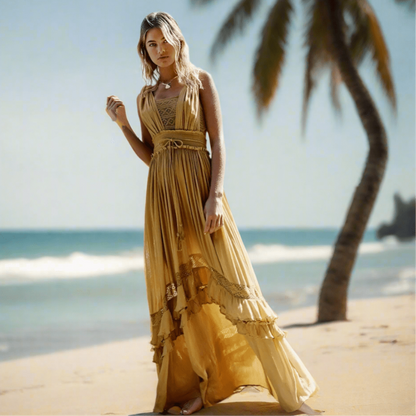 Robe longue femme pour les journées d'été à la plage