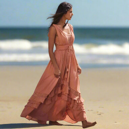 Robe longue femme pour les journées d'été à la plage