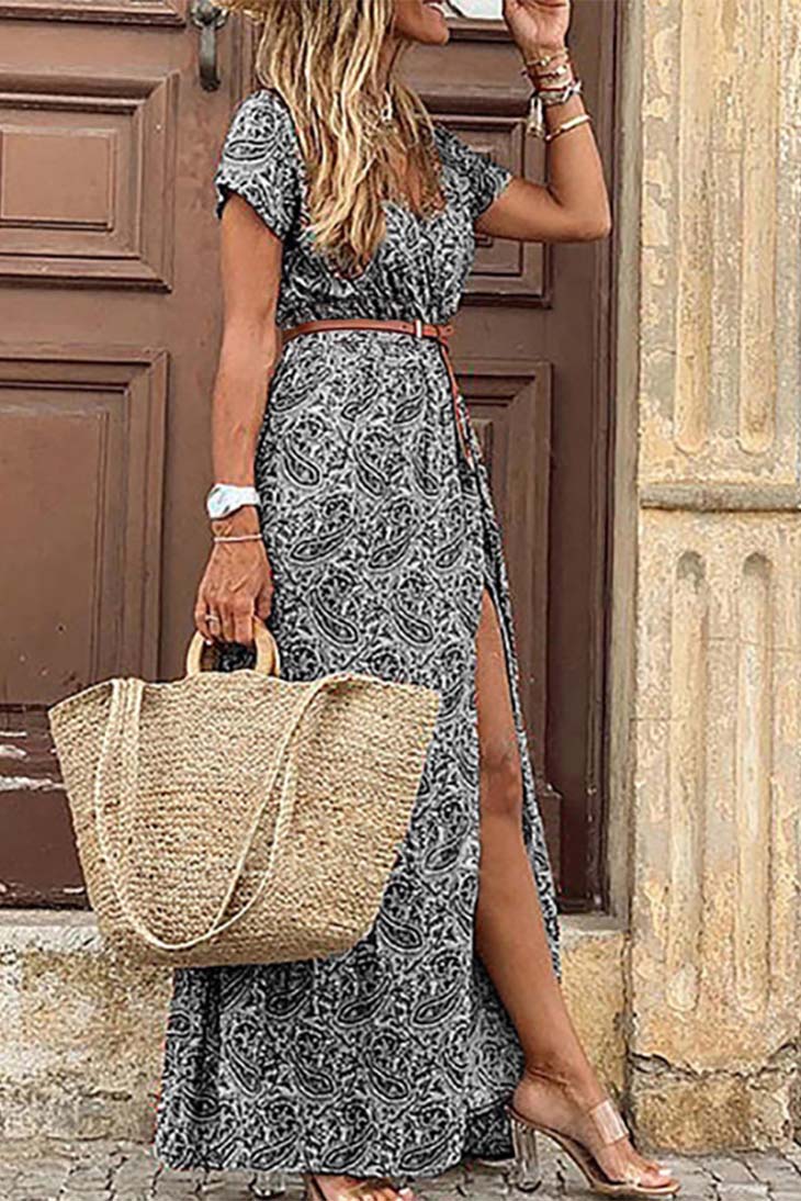 Robe longue fendue pour femme