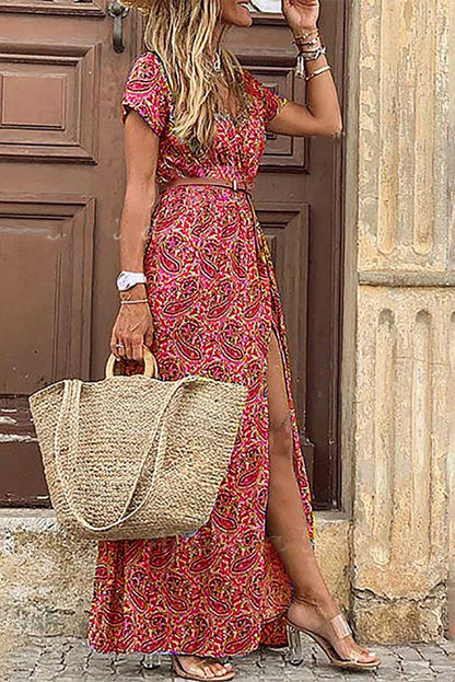 Robe longue fendue pour femme