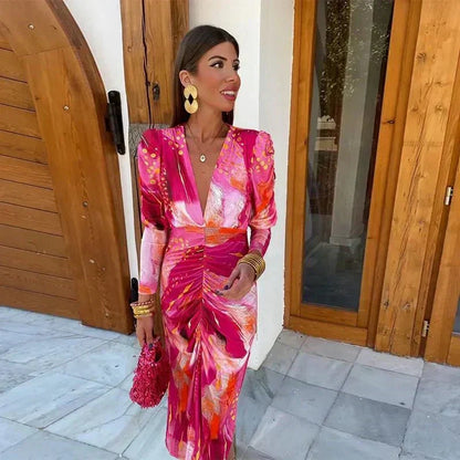Robe longue portefeuille pour femmes - Élégance du soir pour invitées de mariage