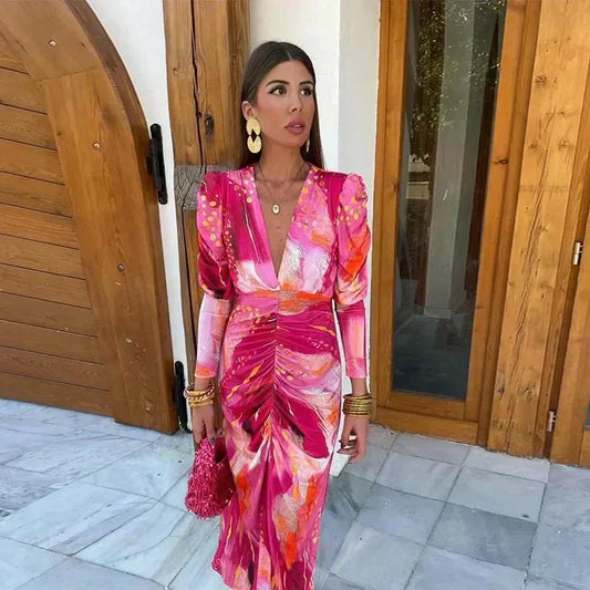 Robe longue portefeuille pour femmes - Élégance du soir pour invitées de mariage