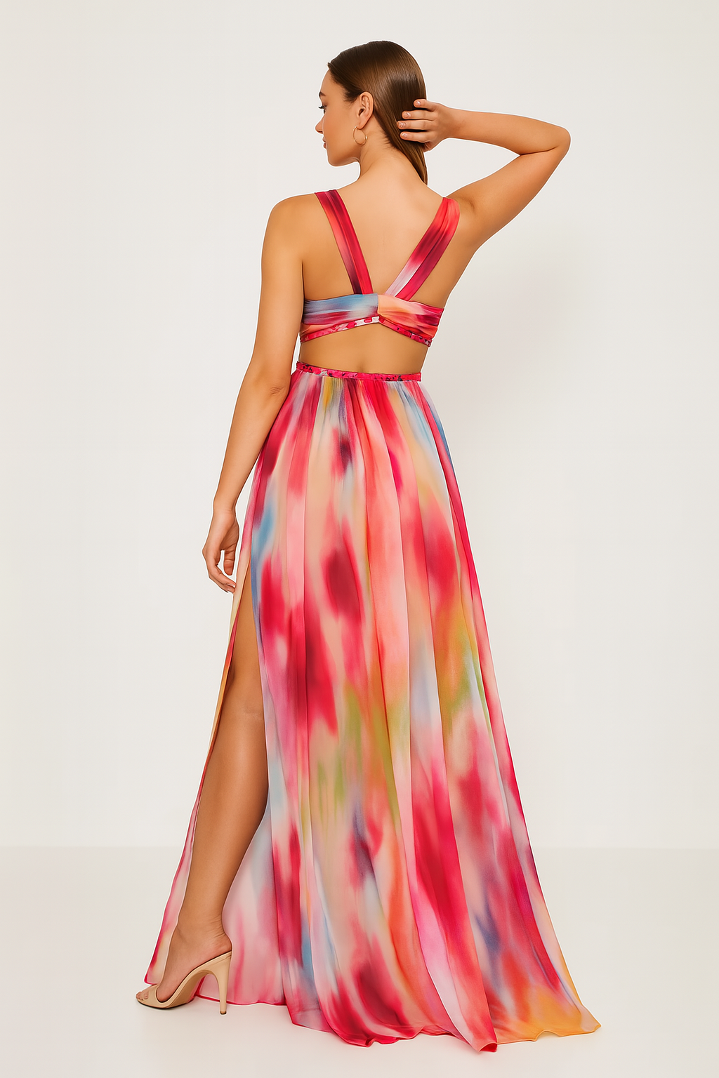 Robe longue peinte pour femme