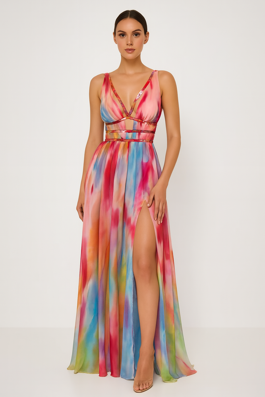 Robe longue peinte pour femme