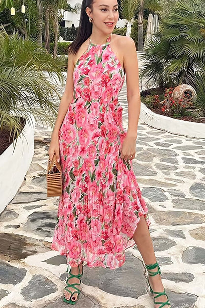 Robe longue rose pour femme