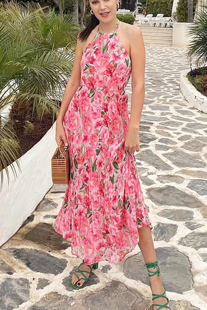 Robe longue rose pour femme