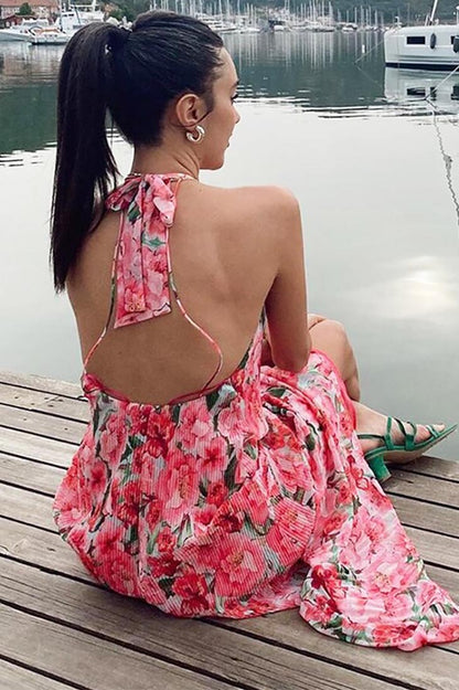 Robe longue rose pour femme